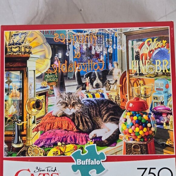 Buffalo Games CATS Curiosity Shop Cat 750 Piece Jigsaw Puzzle NWT Family Gift - Picture 2 of 8